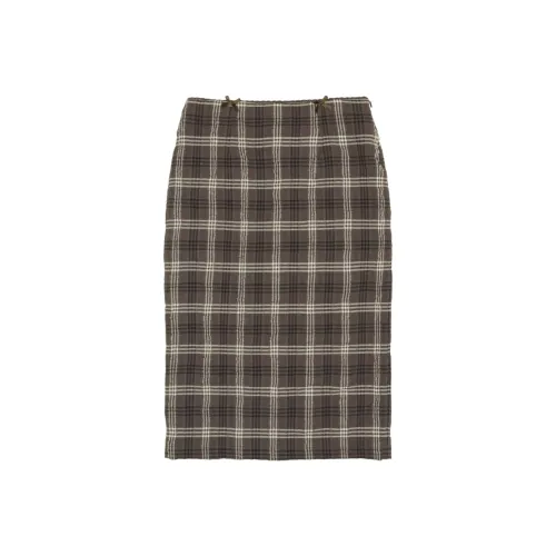 SCULPTOR Название товара Винтаж Check Midi Юбка Коричневый Check Повседневный Длинный Юбка Женские