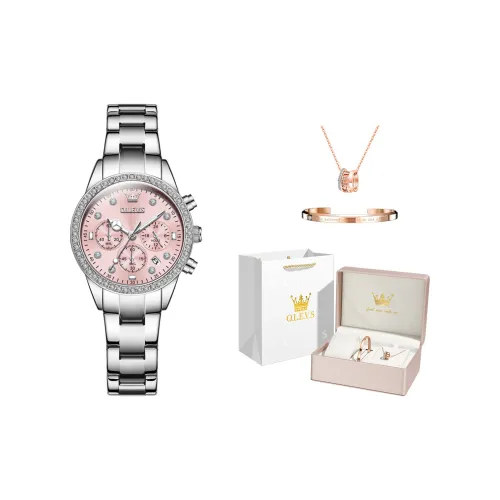 OLEVS Кварцевый механизм нержавеющая сталь ремешок часы женские розовый циферблат