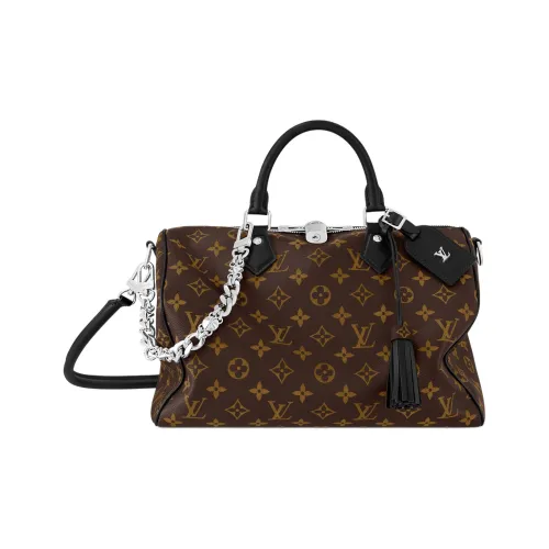 LOUIS VUITTON Speedy Кожаная отделка Bowling Сумка Сумка через плечо Сумка Обычная Женская Коричневая