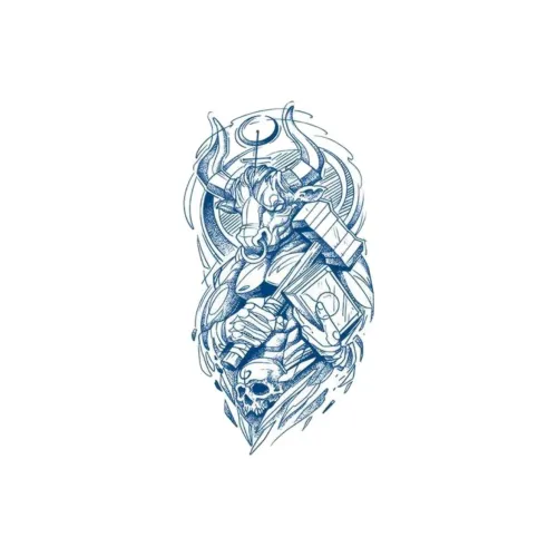 LIEJI Бык Голова Spirit Травяной Tattoo Наклейка