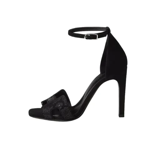 HERMES Joy One Strap Sandals 10,5cm Women's Black