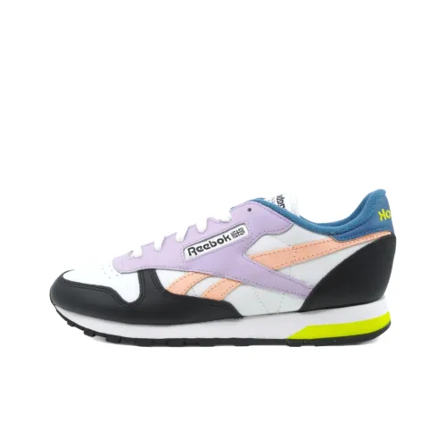 Reebok Classic Leather Low Топ Повседневная обувь Женская Черный Белый Фиолетовый