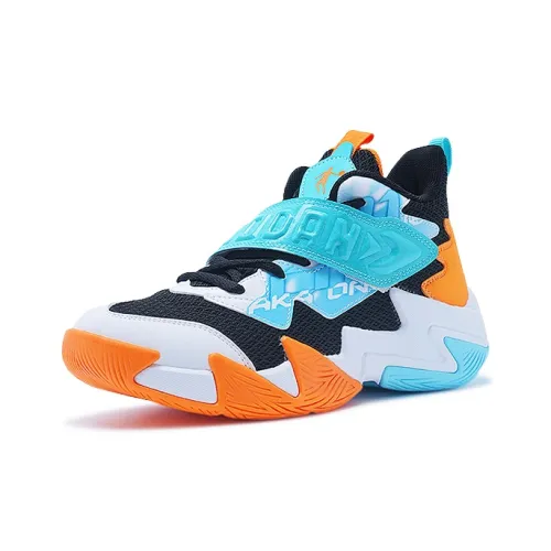 QIAODAN Basketball Collection Детские баскетбольные кроссовки MID Топ Черный/Мечтательный Синий Школьный возраст
