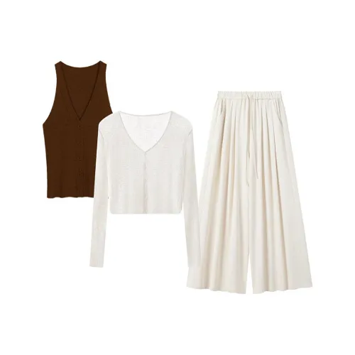 MARIE·COCO Кардиган+Майка+Брюки Женские Повседневные Костюмы