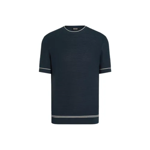 Ermenegildo Zegna Темно-циановые Мужские T-рубашки