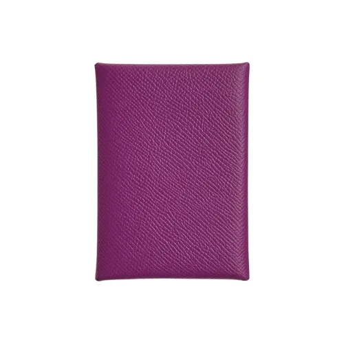 HERMES Calvi Duo Epsom Телячья кожа Держатель для карт Женские P9 Anemone Анемона Пурпурный