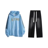 Sky Blue Далекая одежда Комплекты (Sky Blue Hoodie + Black Jeans)