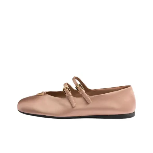 PRADA Туфли Mary Jane с плоской подошвой женские бежевые