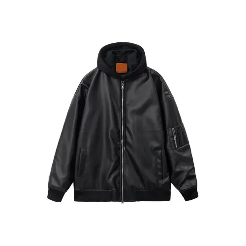 LPEF Handsome Mock Двухкомпонентный с капюшоном мотоциклетная кожаная куртка мужская