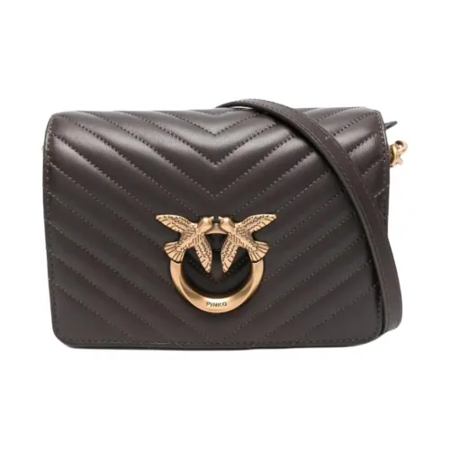 PINKO Click series Телячья кожа Плечевая сумка Стандартная Женская Умбра