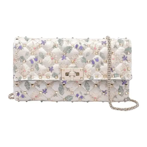 Valentino ROCKSTUD SPIKE Ткань Плечевая Сумка Женская Многоцветная