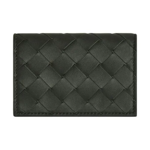 Bottega Veneta Intrecciato Коровья кожа Кошелек Держатель для карт Стандартный Мужской Темно-зеленый и Грязно-коричневый