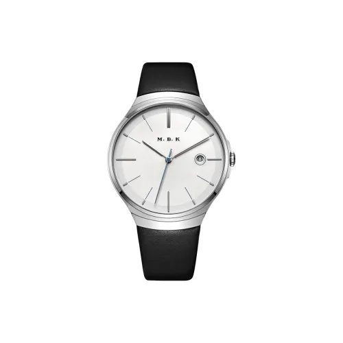 MBK Автоматический Механический Механизм Коровья Кожа Ремешок Часы Мужские Белый Циферблат