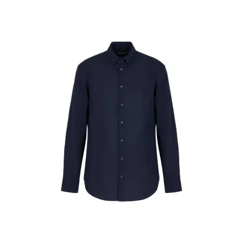 GIORGIO ARMANI Blue Men's Shirts GIORGIO ARMANI Синие Мужские Рубашки