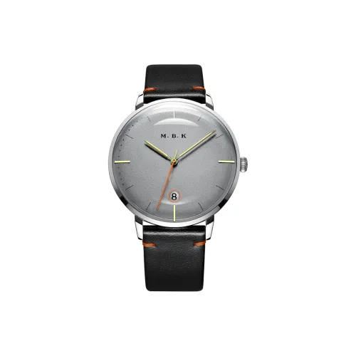 MBK Автоматический Механический Механизм Коровья Кожа Ремешок Часы Мужские Циферблат Серый