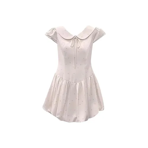 Розовый, женские, короткие, с рукавами, платья