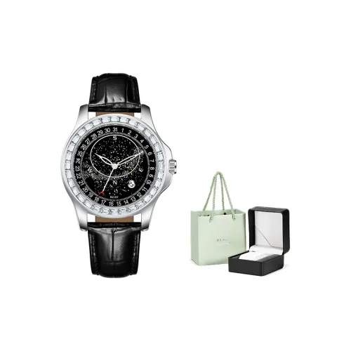 RERF Кварцевый механизм Кожаный ремешок Мужские часы Синий циферблат