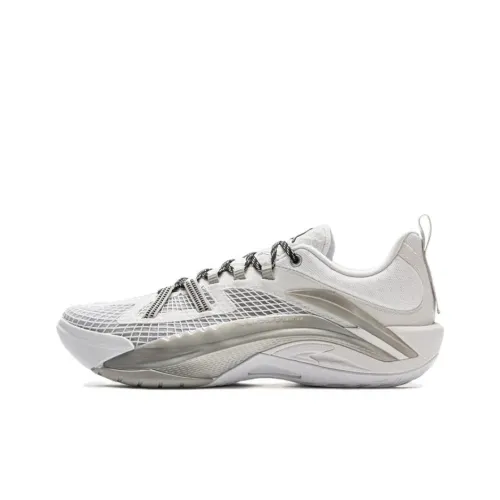 LINING Defeat Wu Guerrilla 1 Super V2 Баскетбольные кроссовки Низкий топ Серебряный Стандартный Белый Мужской