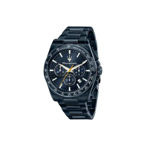 Maserati Мужские часы Кварцевый механизм Ремешок из нержавеющей стали 45 мм Синий циферблат