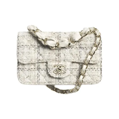 CHANEL Шерсть Twill Мягкая Шерстяная Сумка через плечо Сумка Мини Женская Серый и Черный