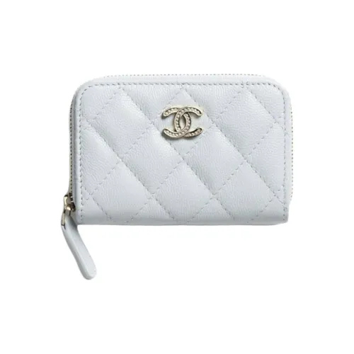 CHANEL Телячья кожа Монета Кошелек Женские Светло-синий