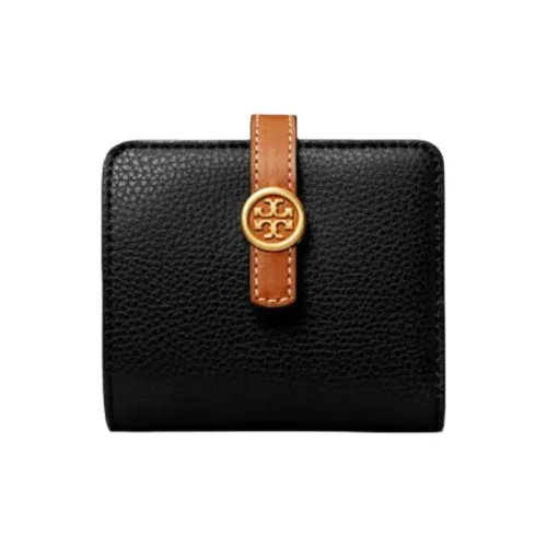 TORY BURCH Robinson Litchi Grain Calfskin Wallet Mini Women's Black