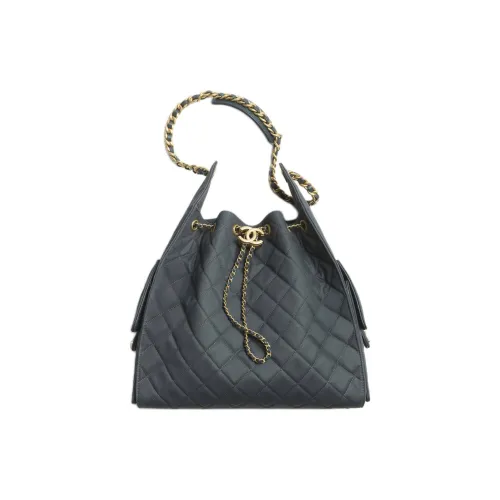 CHANEL 25Bag Холст Плечевая Сумка Средняя Женская Темно-синий