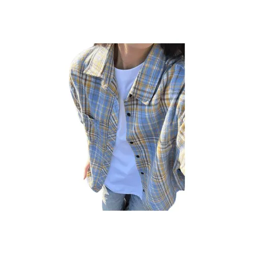 SONGXIER Желтая клетка Унисекс Рубашки