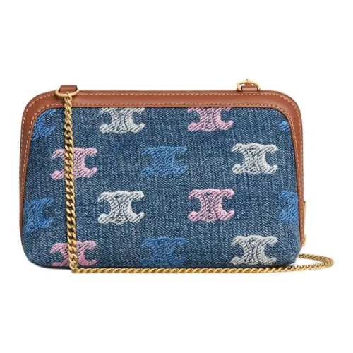 CELINE Cuir Triomphe Denim Сумка через плечо Женская Синяя