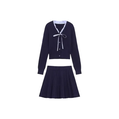Meanalot Темно-синий женский комплект с юбкой