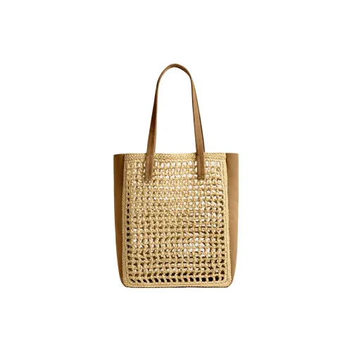 KHAITE Рафия Сумка Маленькая Женская Натуральная и Коричневая