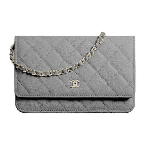 CHANEL WOC с рельефом тисненый личи телячья кожа сумка через плечо женская серый