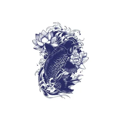 LIEJI Лотос Pond Карп Leap Травяной Tattoo Стикер
