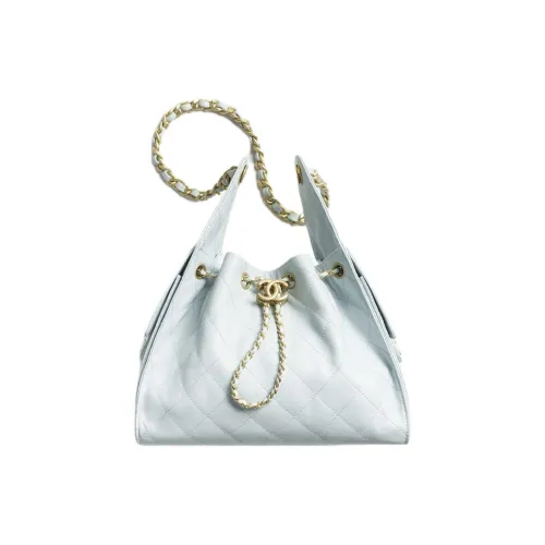 CHANEL 25Bag с рельефной телячьей кожей и золотым металлическим элементом маленькая сумка женский светло-синий