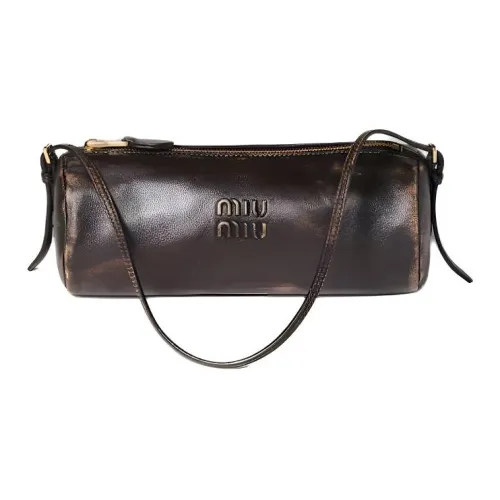 MIU MIU Lambskin Shoulder Bag Women's Coffee