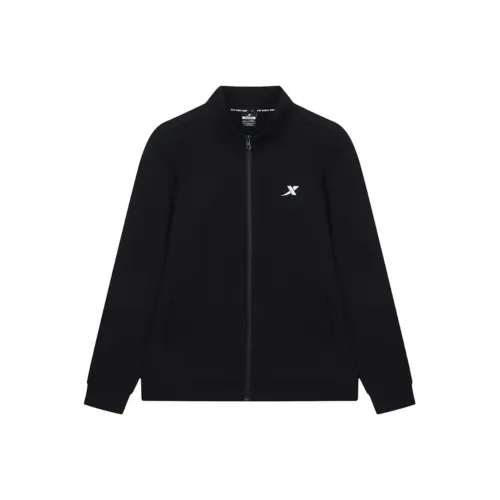 XTEP Трикотажная ткань Воротник-стойка Куртка Мужская Черная