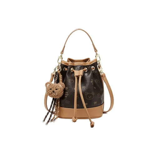 15 MINS PVC с синтетической кожей ведрообразная сумка сумка через плечо сумка для женщин кофе