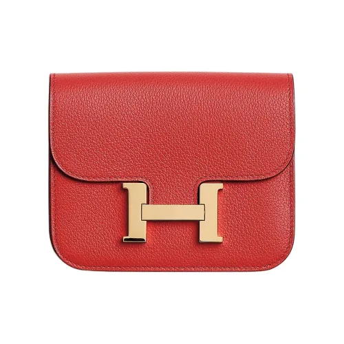 HERMES Constance Slim Evercolor Телячья кожа Кошелек Женские 9T Capucine Оранжево-красный