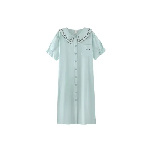 ZumashL S85178# Платье Морская соль Синий Женская Ночная рубашка