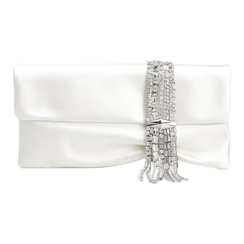 Jimmy Choo Satin Clutch Standard Women's White