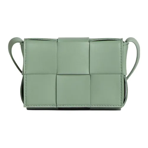 Bottega Veneta Cassette Овчина Тофу Сумка через плечо Мини Женская Шалфейно-зеленая