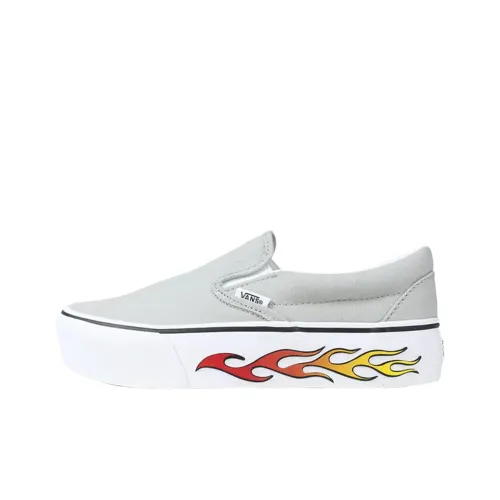 Vans CLASSIC Slip-On Скейтборд Кроссовки Унисекс Серый Белый