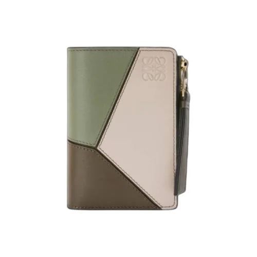 LOEWE Пазл Телячья кожа Кошелек Женские Зеленый и Бежевый