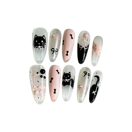 T Z Горячая девушка Pure Desire Милый и симпатичный False Nail MID Длина Заостренный Миндаль Телесный Прозрачный Однотонный Французский