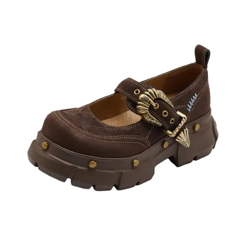 SUGARSU 'Lanyu Пастбище' Sugar Series Платформа Туфли Мэри Джейн 6,5 см Женские Коричневый