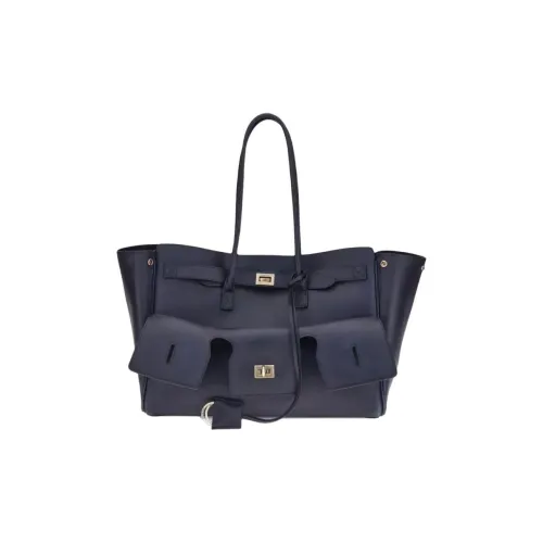 Balenciaga Bel Air Кожа Тоут Сумка Плечевая Сумка Средний Женский Морской Синий