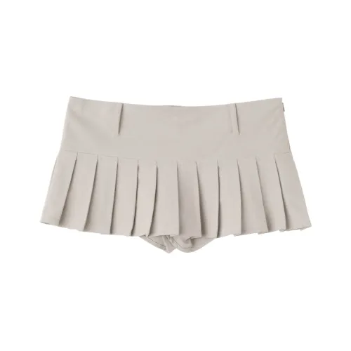 SCULPTOR Хлопок Плисированные Микро Шорты-юбка Ледяной Серый Повседневные Шорты Женские