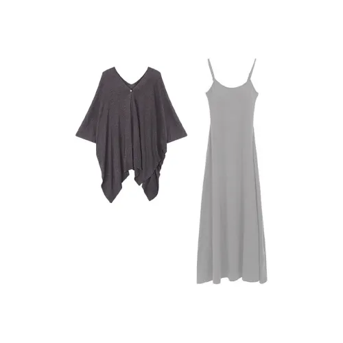 MARIE·COCO Шаль + Серый Длинная Юбка Женские Комплекты с юбкой