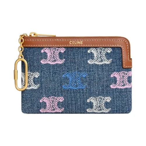 CELINE Triomphe Деним Монетница Женская Синяя