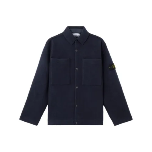 STONE ISLAND Мужские рубашки морского синего цвета